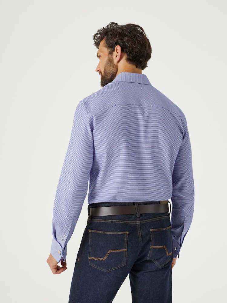 Skopes Blue Puppytooth Tailored Fit Luxury Formal 100% Cotton Shirt - Image 2 of 6 Skopes Blue Puppytooth Tailored Fit Luxury Formal 100% Cotton Shirt - Image 2 of 6