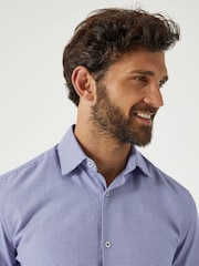 Skopes Blue Puppytooth Tailored Fit Luxury Formal 100% Cotton Shirt - Image 3 of 6