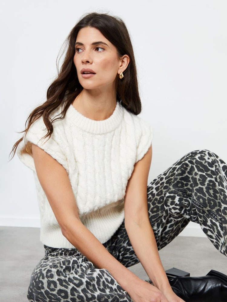 Another Sunday Cream Cable Knit Tank Top - Image 4 of 5