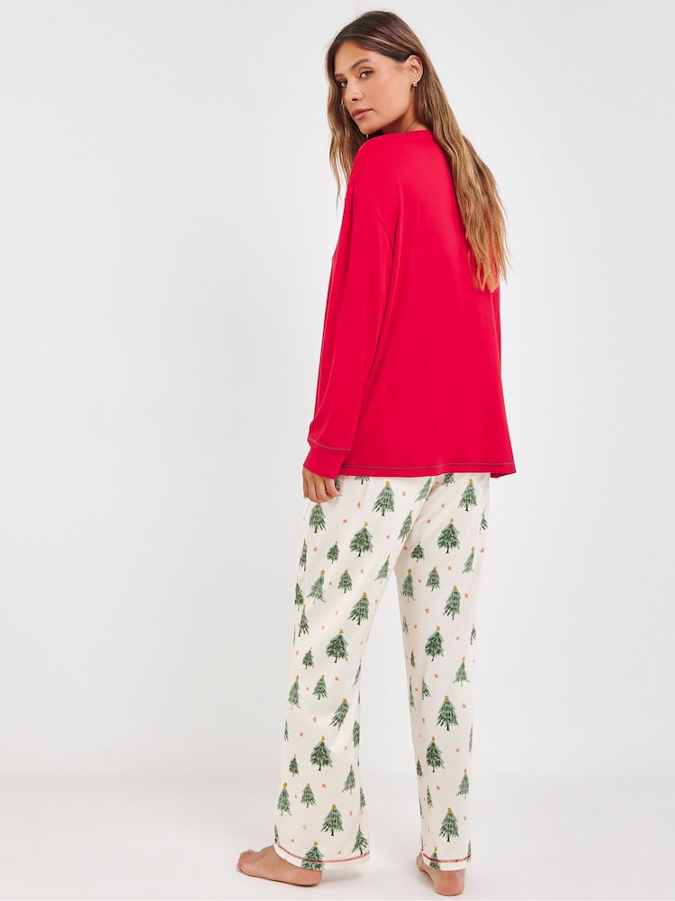 JD Williams Red Pretty Secrets Supersoft Twosie Christmas Pyjamas - Image 2 of 4