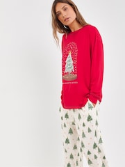 JD Williams Red Pretty Secrets Supersoft Twosie Christmas Pyjamas - Image 4 of 4