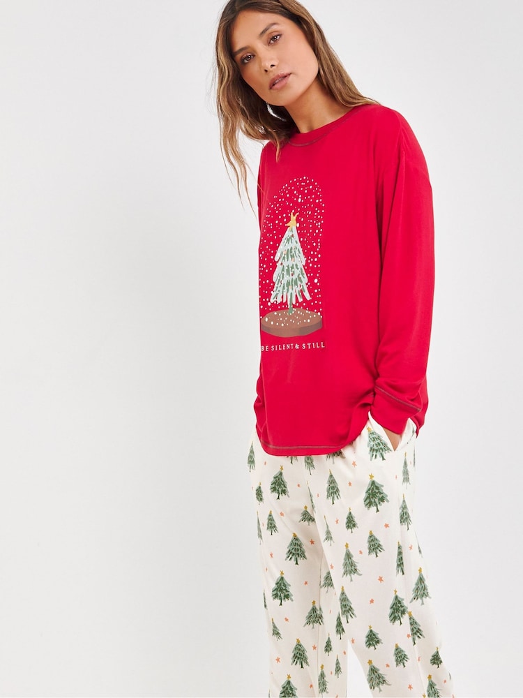 JD Williams Red Pretty Secrets Supersoft Twosie Christmas Pyjamas - Image 4 of 4