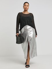 Simply Be Black Hot Fix Mesh Top - Image 4 of 4