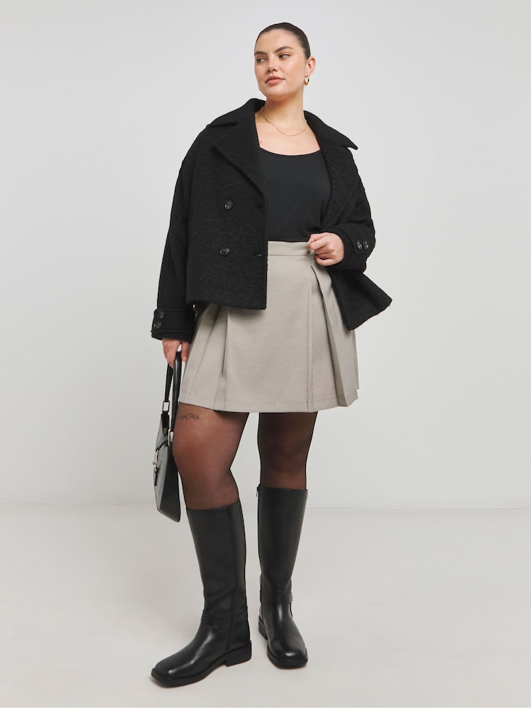Simply Be Natural Pleated Brushed Check Mini Skirt - Image 5 of 5