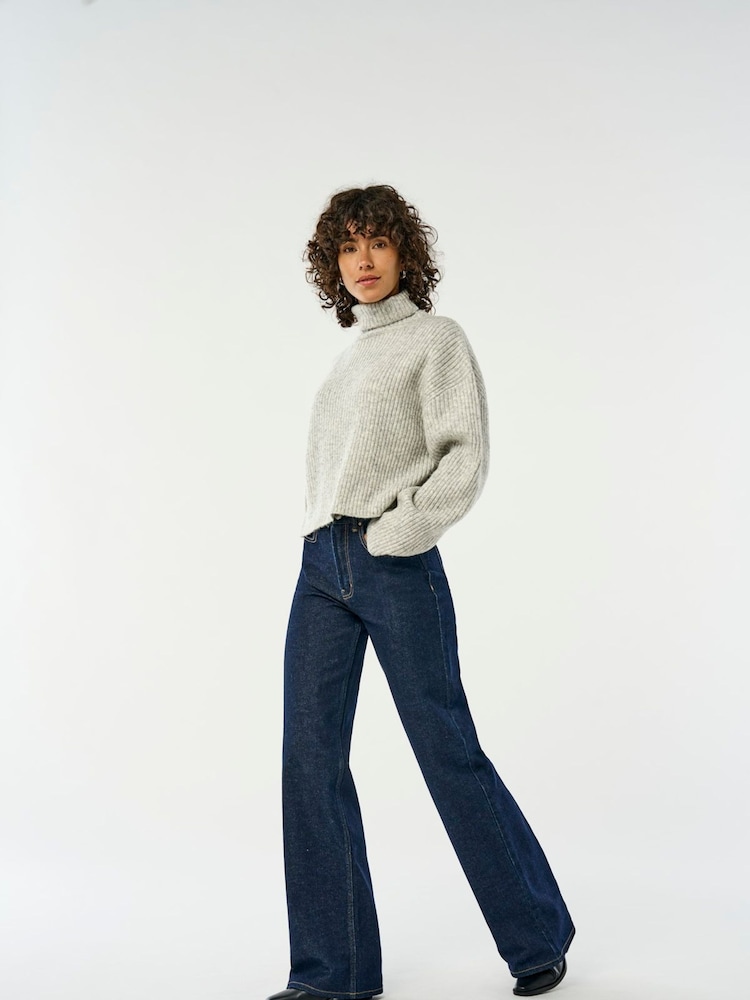 ONLY Blue Indigo High Waisted Wide Leg 100% Cotton Jeans - Image 1 of 3