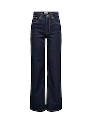 ONLY Blue Indigo High Waisted Wide Leg 100% Cotton Jeans - Image 2 of 3