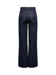 ONLY Blue Indigo High Waisted Wide Leg 100% Cotton Jeans - Image 3 of 3