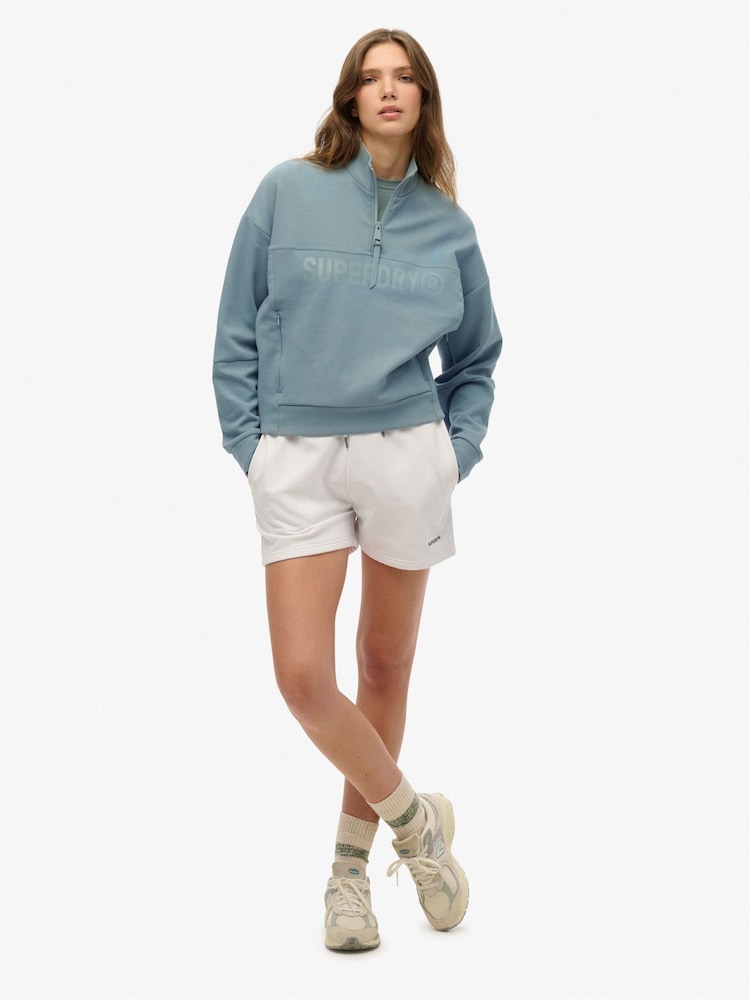Superdry Blue Green Active Tech Logo Relaxed Half Zip Sweatshirt - Image 3 of 6