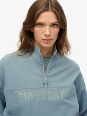 Superdry Blue Green Active Tech Logo Relaxed Half Zip Sweatshirt - Image 4 of 6