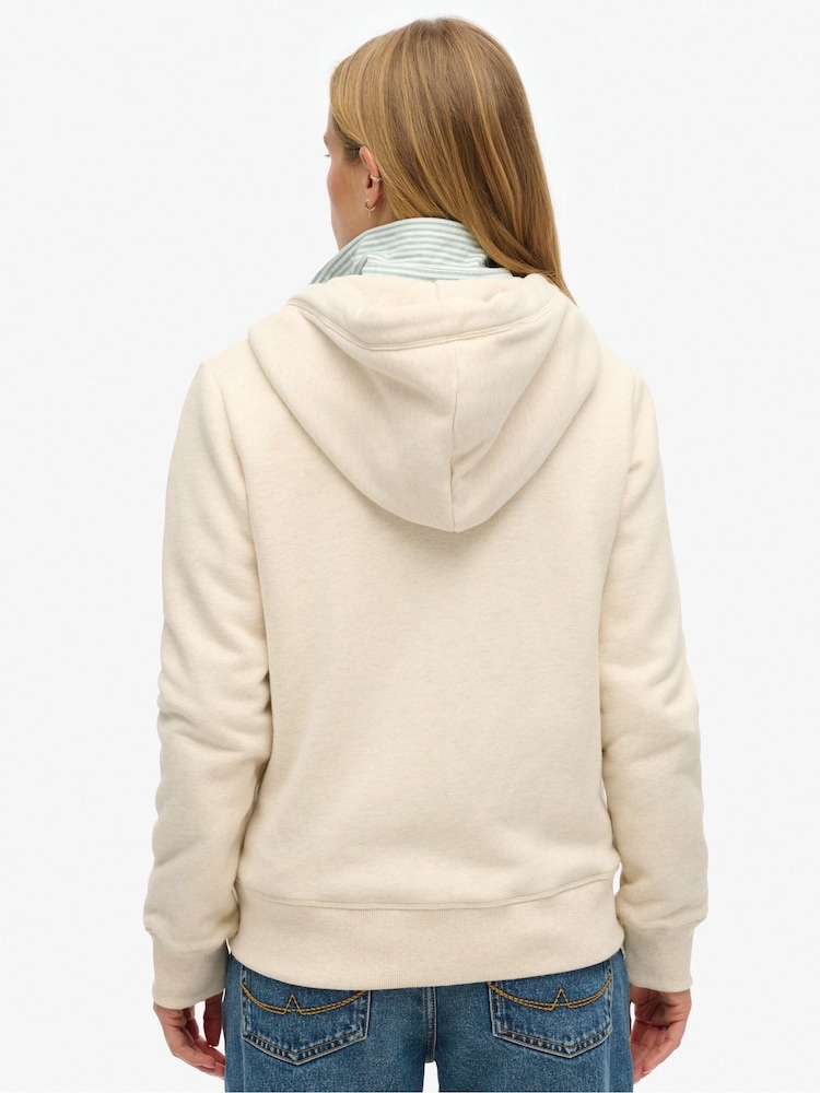 Superdry Cream Essential Logo Zip Hoodie - Image 4 of 6