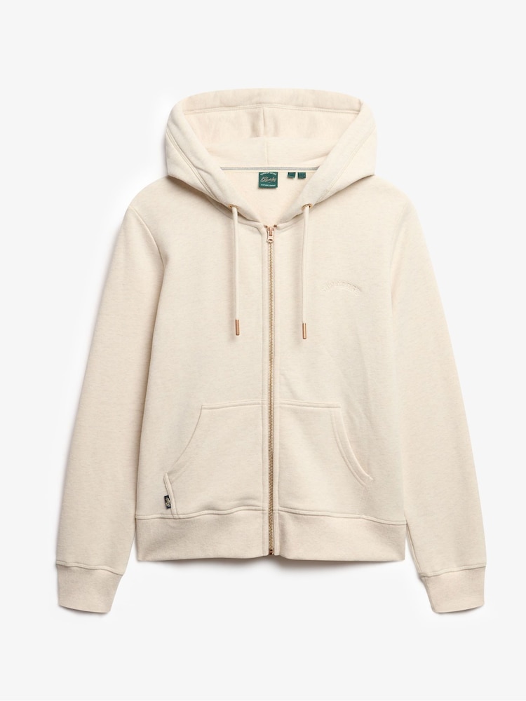 Superdry Cream Essential Logo Zip Hoodie - Image 5 of 6