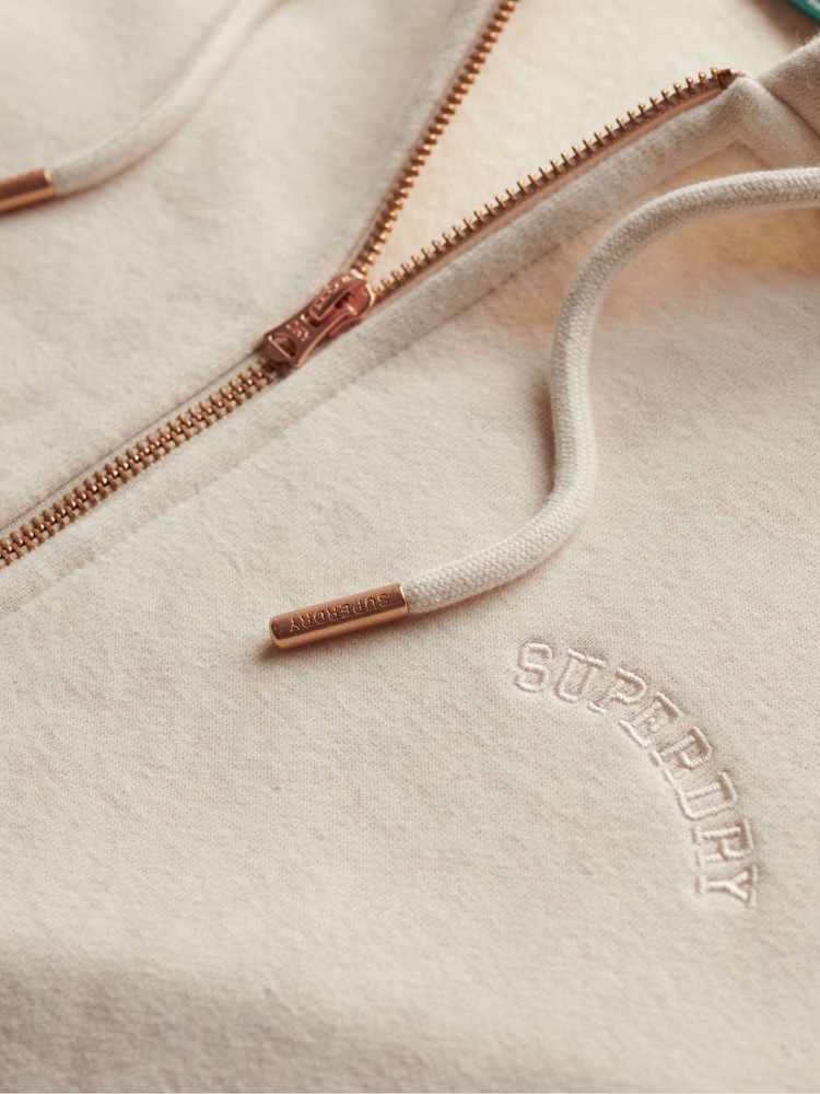 Superdry Cream Essential Logo Zip Hoodie - Image 6 of 6