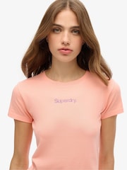 Superdry Pink Core Logo City Slim Fit T-Shirt - Image 4 of 6