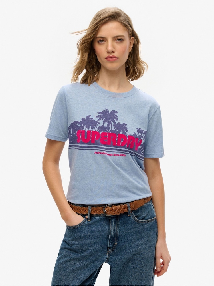 Superdry Blue Outdoor Stripe Relaxed T-Shirt - Image 1 of 6