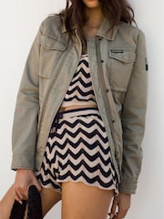 Superdry Blue Zigzag Knit Shorts - Image 1 of 10