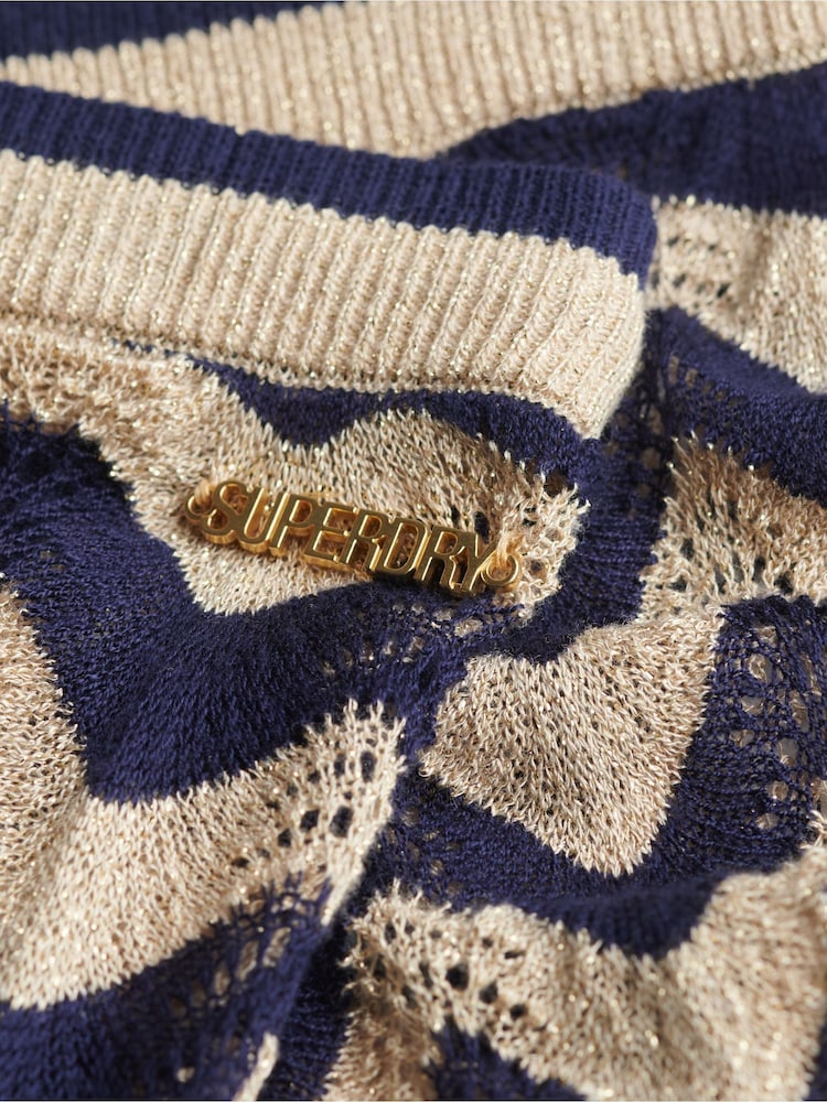 Superdry Blue Zigzag Knit Shorts - Image 10 of 10