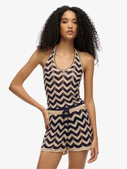 Superdry Blue Zigzag Knit Shorts - Image 4 of 10