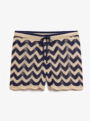 Superdry Blue Zigzag Knit Shorts - Image 9 of 10