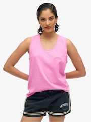 Superdry Pink 100% Cotton Outdoor Stripe Scoop Neck Tank - Image 1 of 6