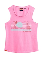Superdry Pink 100% Cotton Outdoor Stripe Scoop Neck Tank - Image 5 of 6