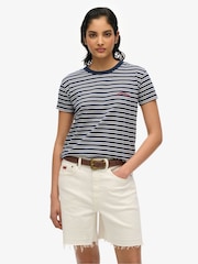 Superdry Blue Navy Essential Logo Slim Fit T-Shirt - Image 1 of 6