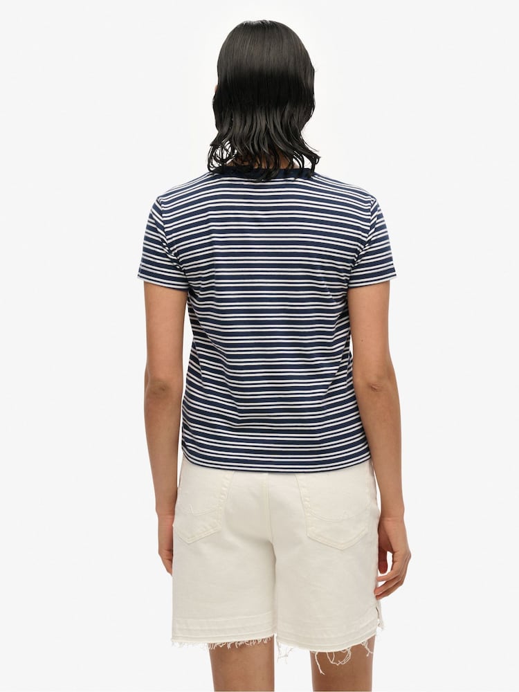 Superdry Blue Navy Essential Logo Slim Fit T-Shirt - Image 2 of 6