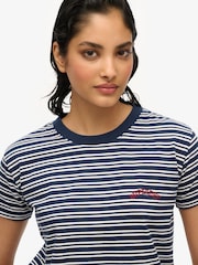 Superdry Blue Navy Essential Logo Slim Fit T-Shirt - Image 4 of 6
