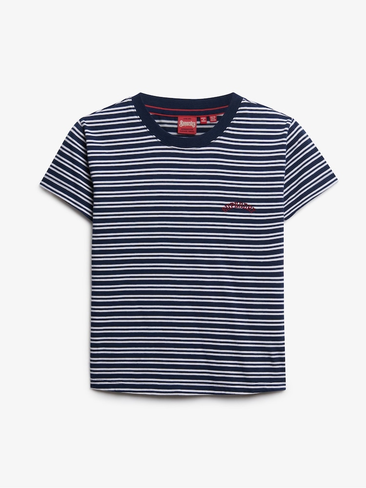 Superdry Blue Navy Essential Logo Slim Fit T-Shirt - Image 5 of 6