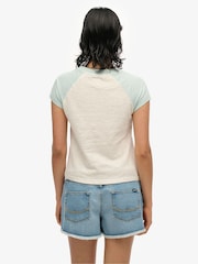 Superdry White cream Essential Logo Slim Fit Raglan T-Shirt - Image 2 of 6