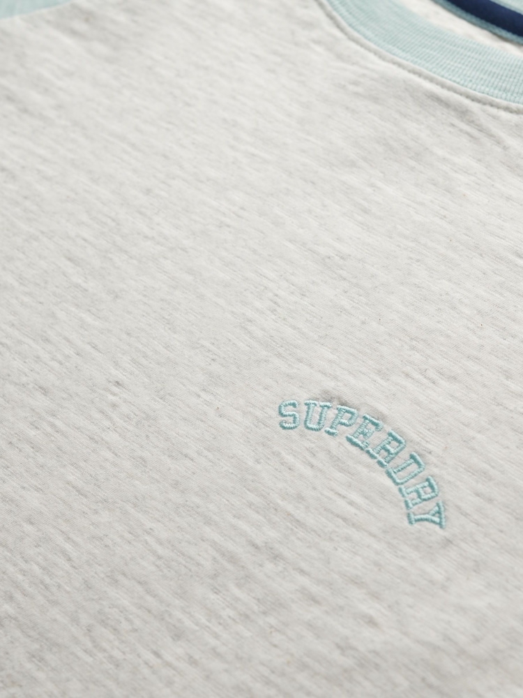 Superdry White cream Essential Logo Slim Fit Raglan T-Shirt - Image 6 of 6