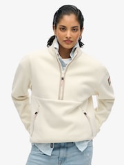 Superdry White Active Half Zip 100% Cotton Fleece - Image 1 of 6