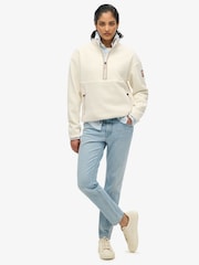 Superdry White Active Half Zip 100% Cotton Fleece - Image 3 of 6