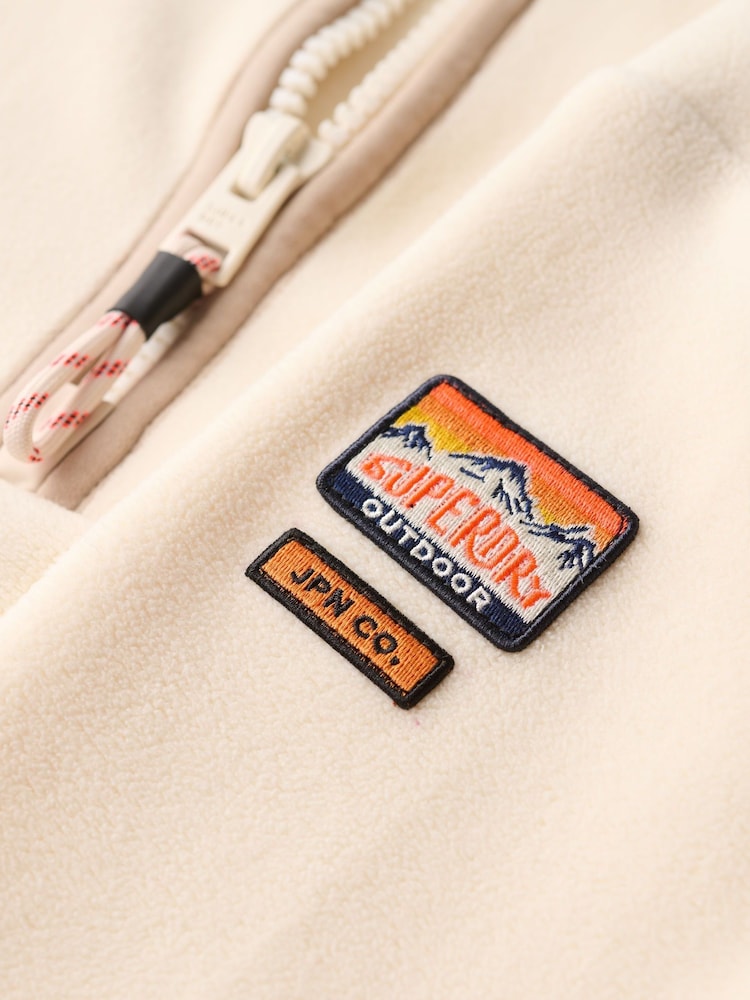 Superdry White Active Half Zip 100% Cotton Fleece - Image 6 of 6
