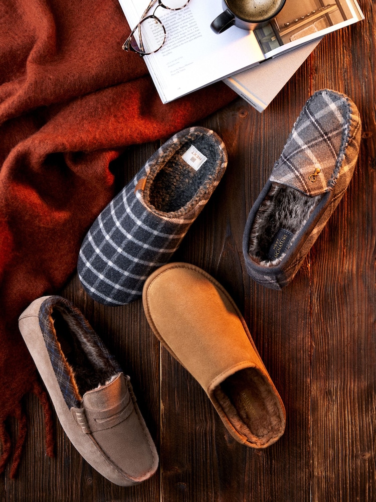 Tan Brown Suede Cosy Lined Mule Slippers - Image 7 of 7