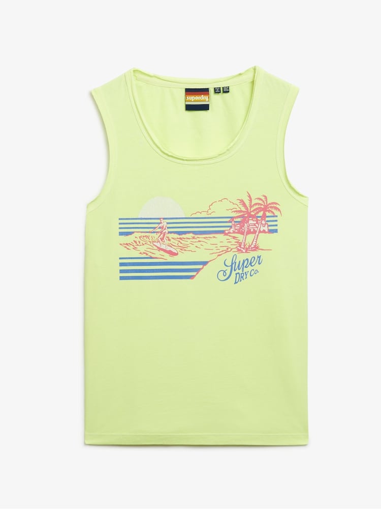 Superdry Yellow 100% Cotton Outdoor Stripe Scoop Neck Tank - Image 5 of 5
