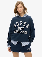 Синий - Superdry Ath Ess Relaxed Appliqué Crew 100% Cotton SweatShirts - Image 1 of 5