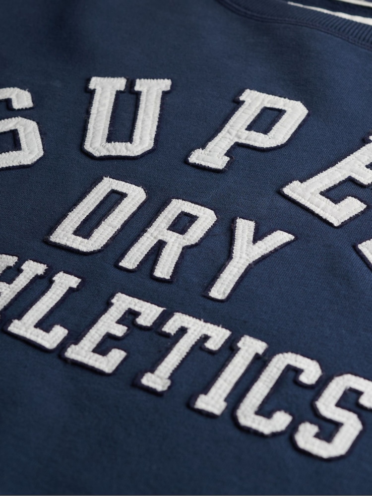 Синий - Superdry Ath Ess Relaxed Appliqué Crew 100% Cotton SweatShirts - Image 5 of 5