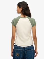 Superdry White Athletic Essential Raglan Cap Sleeve Slim Fit T-Shirt - Image 2 of 6