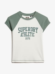 Superdry White Athletic Essential Raglan Cap Sleeve Slim Fit T-Shirt - Image 5 of 6