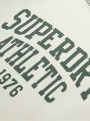 Superdry White Athletic Essential Raglan Cap Sleeve Slim Fit T-Shirt - Image 6 of 6