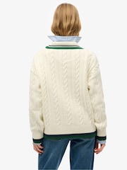 Superdry Oversized V-Neck 100% Cotton Cricket Knit Jumper - Imagen 2 de 4