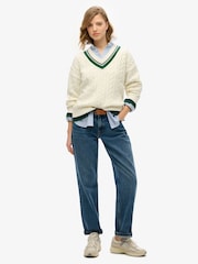 Superdry Oversized V-Neck 100% Cotton Cricket Knit Jumper - Imagen 3 de 4