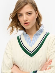 Superdry Oversized V-Neck 100% Cotton Cricket Knit Jumper - Imagen 4 de 4