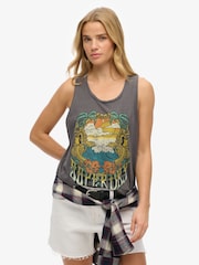 Superdry Grey 100% Cotton Psych Surf Graphic Racer Vest - Image 1 of 6