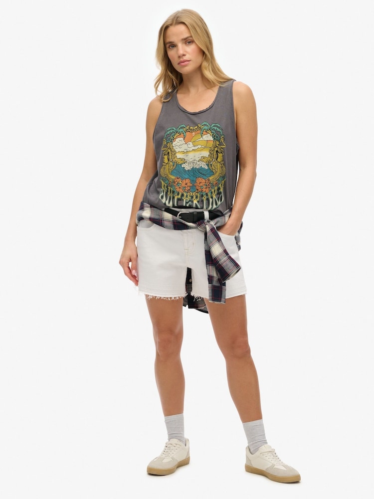 Superdry Grey 100% Cotton Psych Surf Graphic Racer Vest - Image 2 of 6