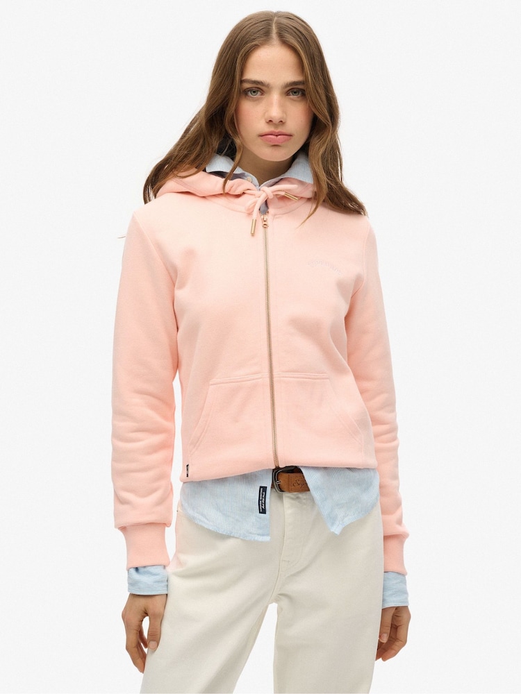 Rosa - Sudadera con capucha y cremallera con logo básico de Superdry - Imagen 1 de 7 Rosa - Sudadera con capucha y cremallera con logo básico de Superdry - Imagen 1 de 7