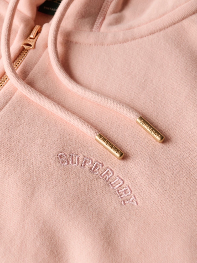 Superdry Pink Essential Logo Zip Hoodie - Image 6 of 7