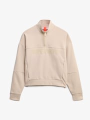 Superdry Cream Green Active Tech Logo Relaxed Half Zip Sweatshirt - Image 1 of 2