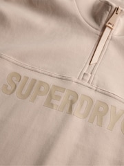 Superdry Cream Green Active Tech Logo Relaxed Half Zip Sweatshirt - Image 2 of 2