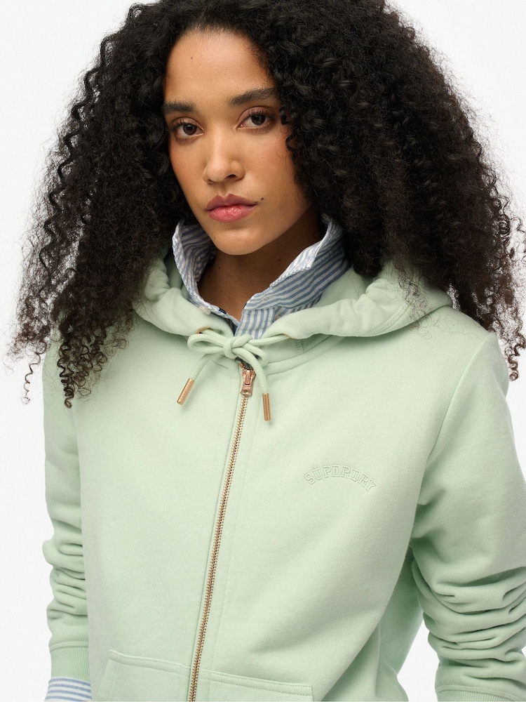 Superdry Green Essential Logo Zip Hoodie - Image 4 of 6